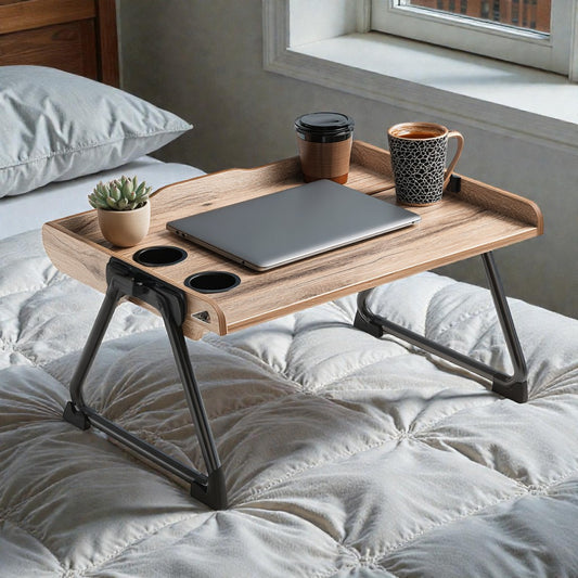 Sarex Classic Foldable Bed Desk - Oak Wood